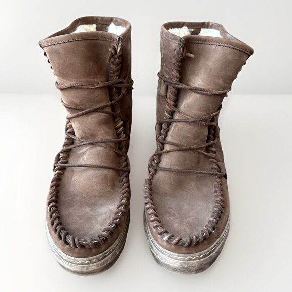 Karma Of Charme Malita Moccasin Boot Size 38 Brown Suede Leather - Picture 2 of 10